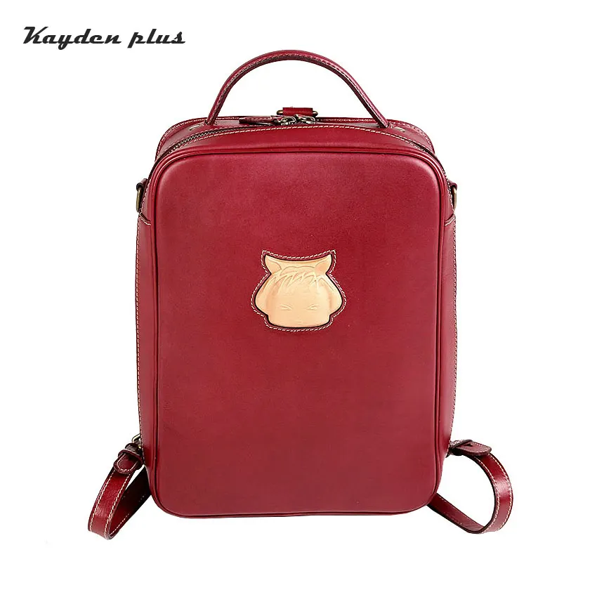 

Kayden Plus Brand Women Backpack For Girls Genuine Leather Red Backpacks Female Fashion Girls Bags Ladies Red Backpack