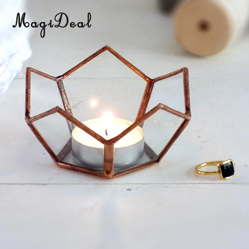 MagiDeal 2pcs Glass Geometric Terrarium Succulent Plant Planter Candle Jewelry Holder Wedding Engagement Supplier