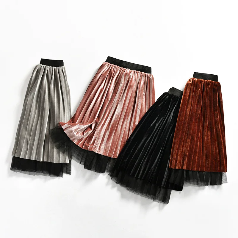 

2019 New Velvet Tulle Baby Girls Skirt Kids Pleated Skirts Toddlers Children Princess Long Skirts Fashion Kids Clothes