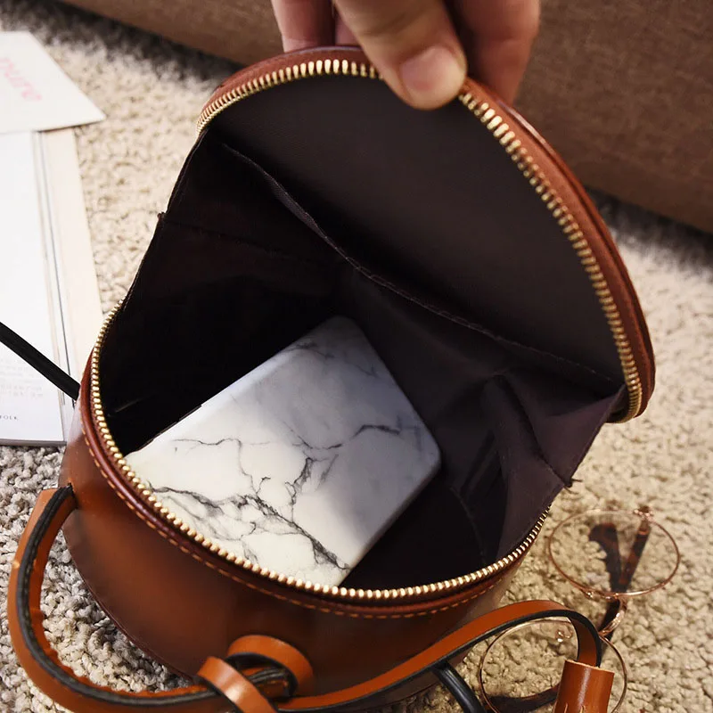 

1 Pcs Women Shoulder Crossbody Bag Round Vintage PU Leather for Mobile Phone WF 668