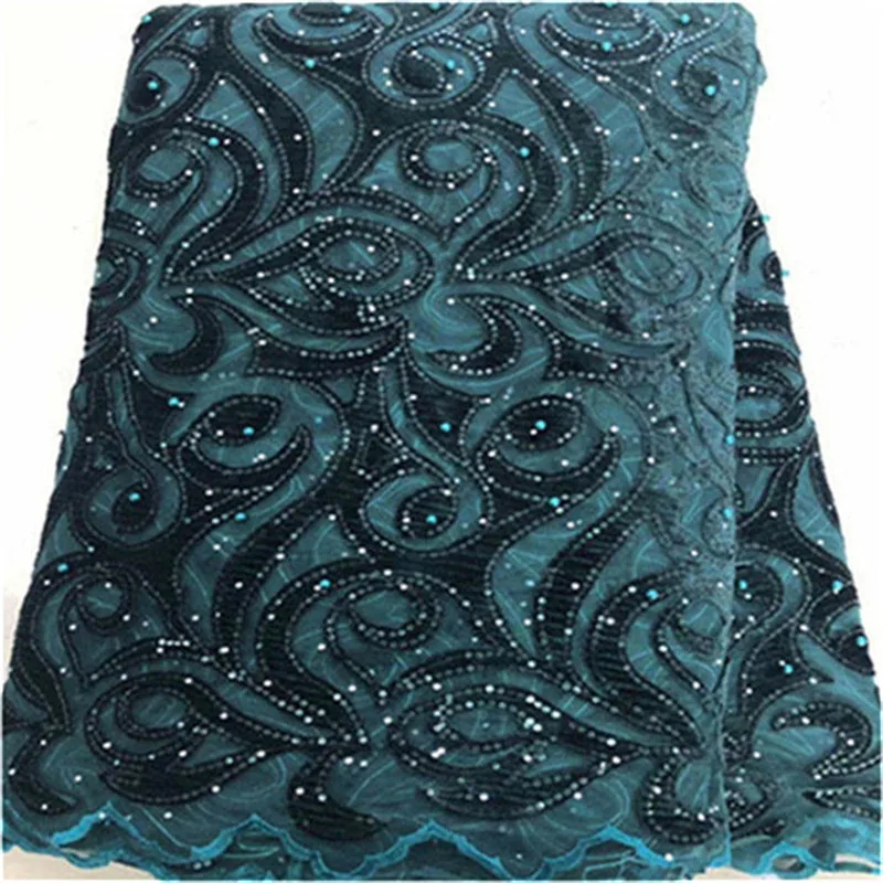 Африканская кружевная ткань небесно-голубой бисер камни высокое качество французский бархат кружевная ткань с блестками кружевная ткань для свадебной вечеринки