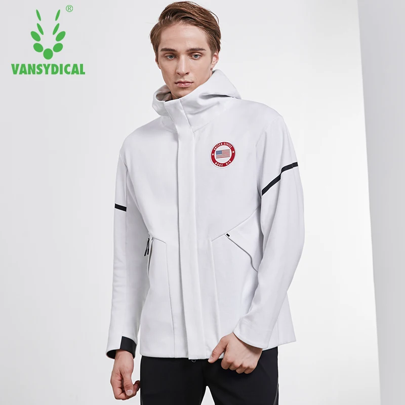 

Vansydical Sports Jacket Autumn Winter Men's High-collar Hooded Windproof Outwear Outdoor Workout Running Sportswear Tops