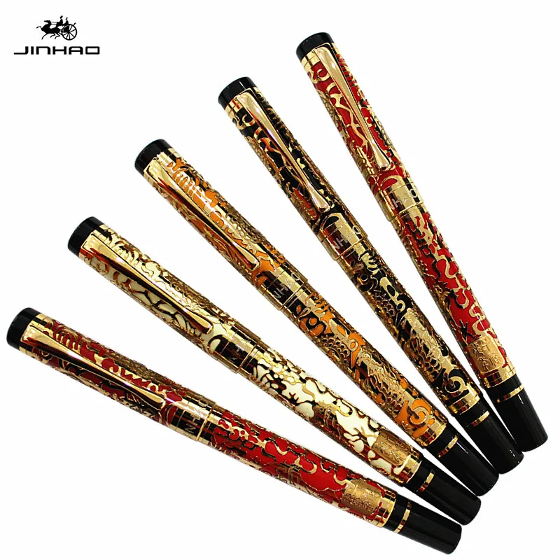Jinhao 5000 винтажная Роскошная искусственная резьба по текстуре дракона черная и
