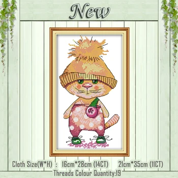 

cat with a yellow hat decor painting counted printed on the canvas DMC 11CT 14CT kits NKF Cross Stitch embroidery needlework Set