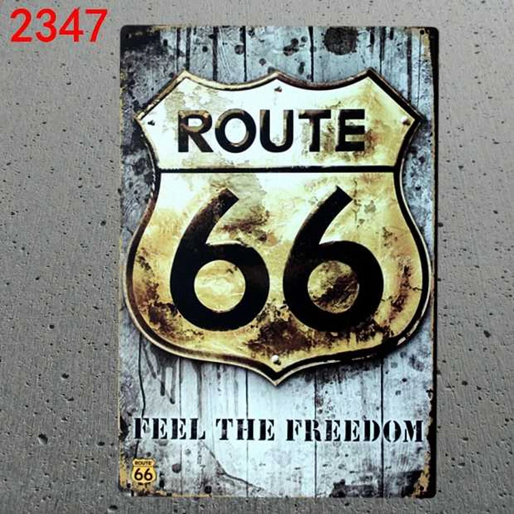22 PCS Route 66 Series 20X30 CM Mix Items Retro Metal Painting Signs Wall Sticker Doorplate Iron Art Wall Decoration