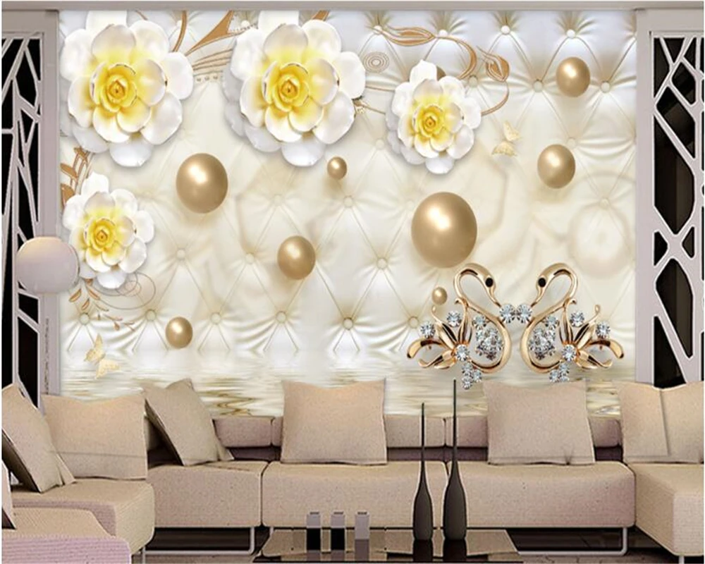 Beibehang Advanced Aesthetic Papel De Parede 3d Wallpaper Emas Mewah Bunga Pola Lembut Tas Bola Perhiasan Latar Belakang Dinding 3d Wallpaper Wallpaper Patternwallpaper Luxury Aliexpress