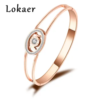 

Lokaer Stainless Steel Roman Numerals Cubic Zirconia Cuff Bangles Bracelets Lovers Jewelry For Girl Lady Women Gift B18068