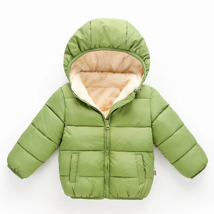 Зимнее пальто для маленьких мальчиков и девочек 1-4 лет; Детские теплые куртки с подкладкой из бархата; Верхняя одежда с капюшоном на хлопковой подкладке; одежда для детей