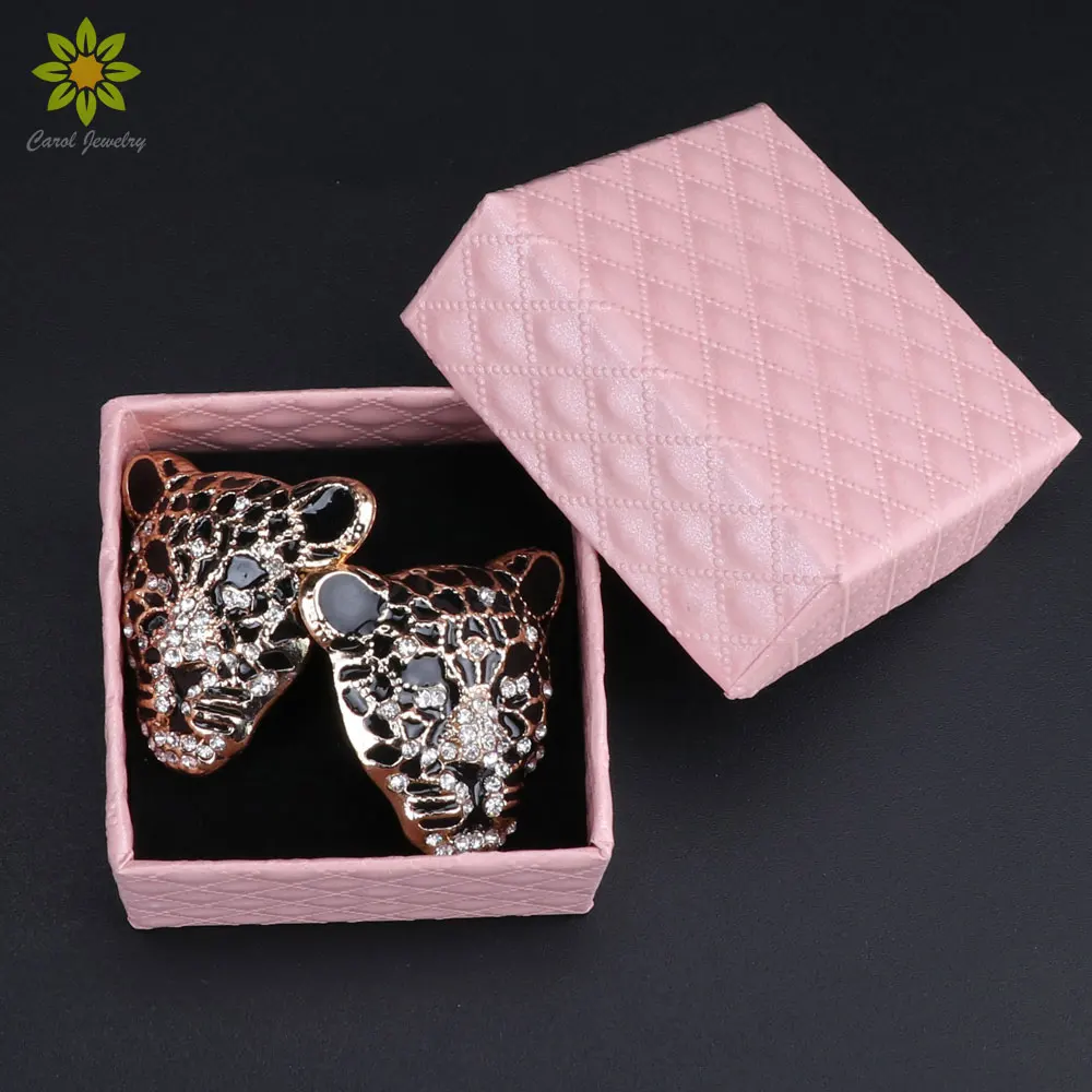

Gold/Silver Plated Leopard Head Earrings For Women Trendy Costume African Fashion Jewelry Earrings With Rhinestone+Gift Boxes