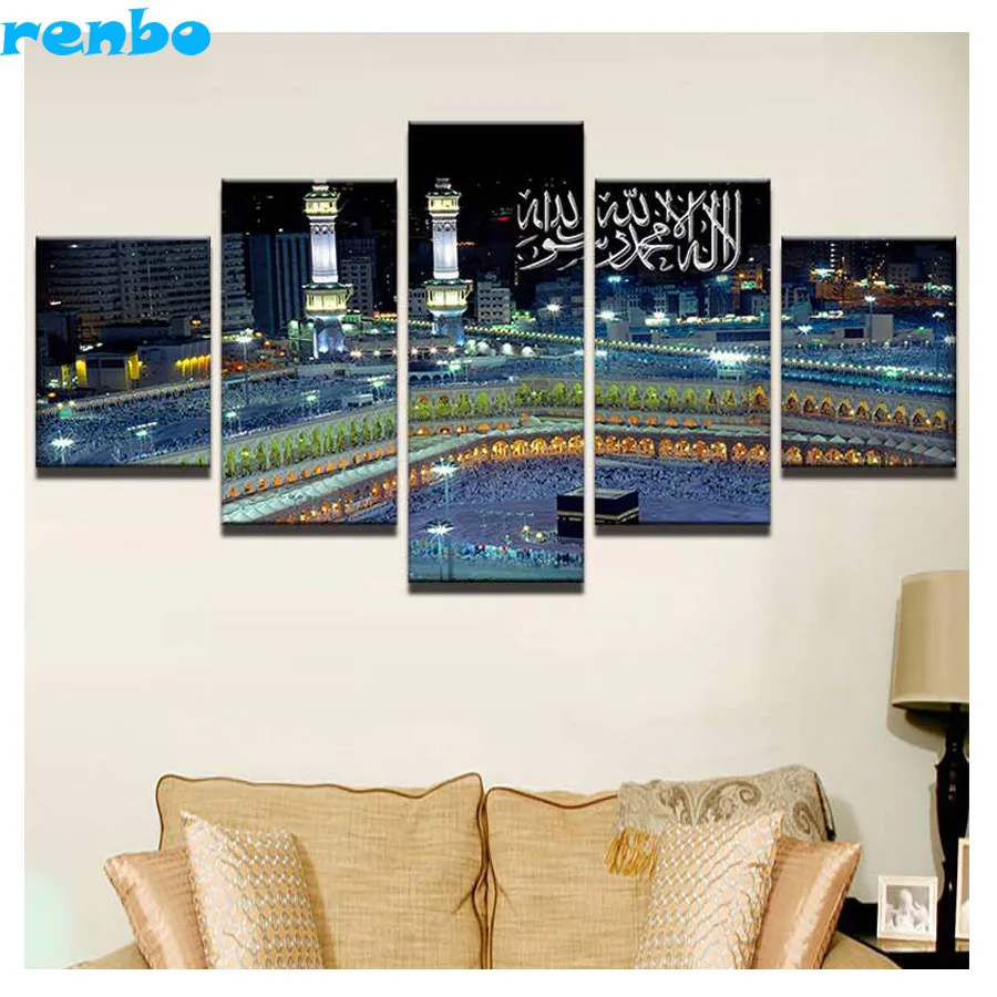 

5 Pcs Muslim Mecca Sacred Religious 3d Stickers,Diamond Embroidery,diy,5D,5 pcs setDiamond Painting cross stitch Mosaic crafts