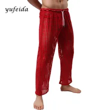 Новые модные сексуальные мужские кальсоны Свободные выдалбливают брюки обтягивающие длинные брюки Клубные брюки дышащие повседневные домашние леггинсы