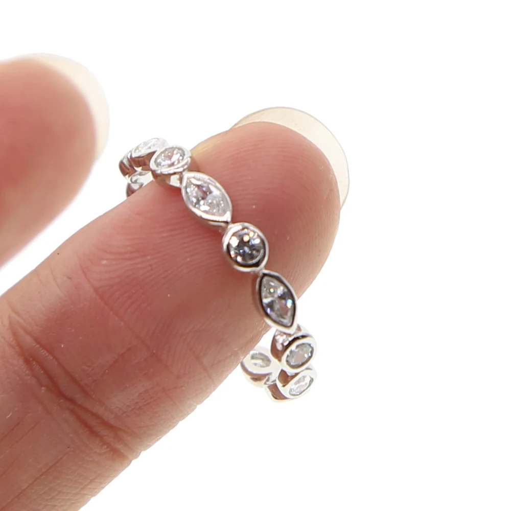 

Genuine 925 Sterling Silver Stackable Forever Round Clear CZ Rings for Women Wedding Engagement band Jewelry Gift ring