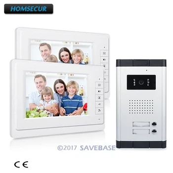 

HOMSECUR 4 Wire 7" Video Door Call Phone Intercom System Mute Mode with Flush Mount 700TVLine Camera for 2 Apartments/Families