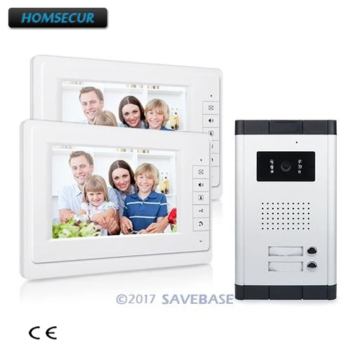 HOMSECUR 4 Wire 7\ Video Door Call Phone Intercom System Mute Mode with Flush Mount 700TVLine Camera for 2 Apartments/Families HOMSECUR 4 Wire 7\ Video Door Call Phone Intercom System Mute Mode with Flush Mount 700TVLine Camera for 2 Apartments/Families