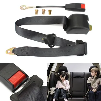 

1 Set Adjustable 3 Point Retractable Auto Car Seat Lap Belt Harness Kit Black Universal