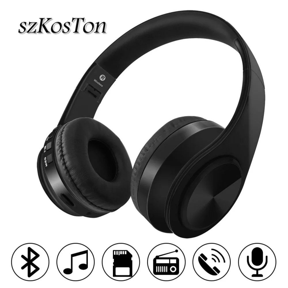 

Foldable Adjustable Bluetooth Headphone Hi-Fi Stereo Over Ear Wireless Earphone Handsfree Headset with Mic Support TF Card