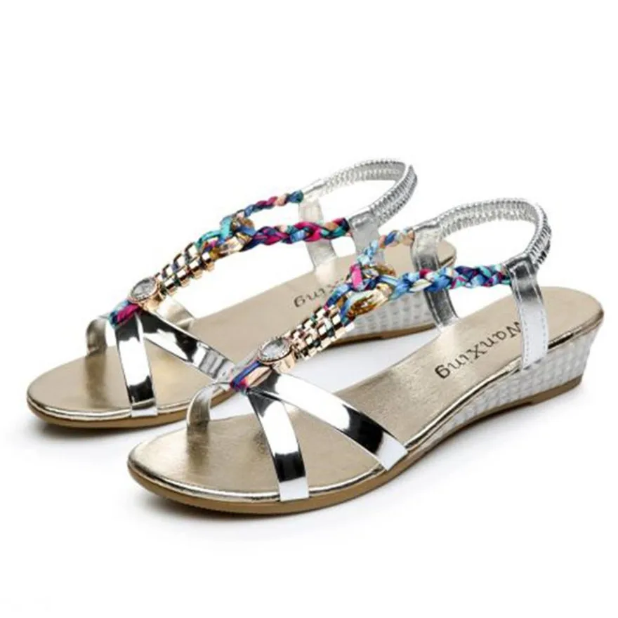 

Summer Rhinestone Women Flat Sandals for Women Fashion Casual Sandals Comfortable Beach Shoes sandalias mujer 2018