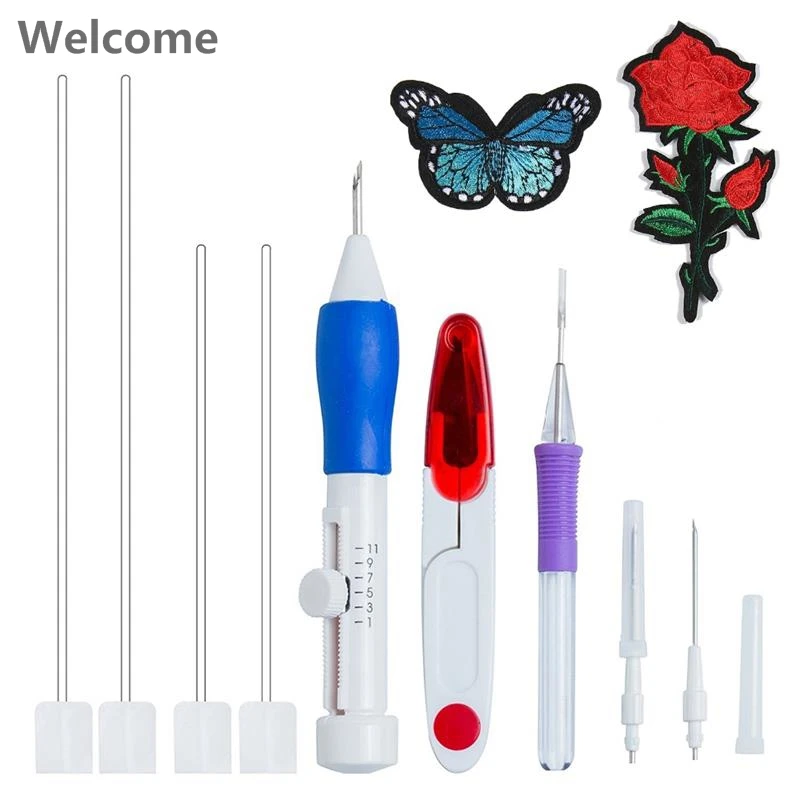 

Magic Embroidery Pen Punch Needles Embroidery Pen Set Punch Needle Kit Craft Tool for Embroidery Threaders Knitting DIY Sewing