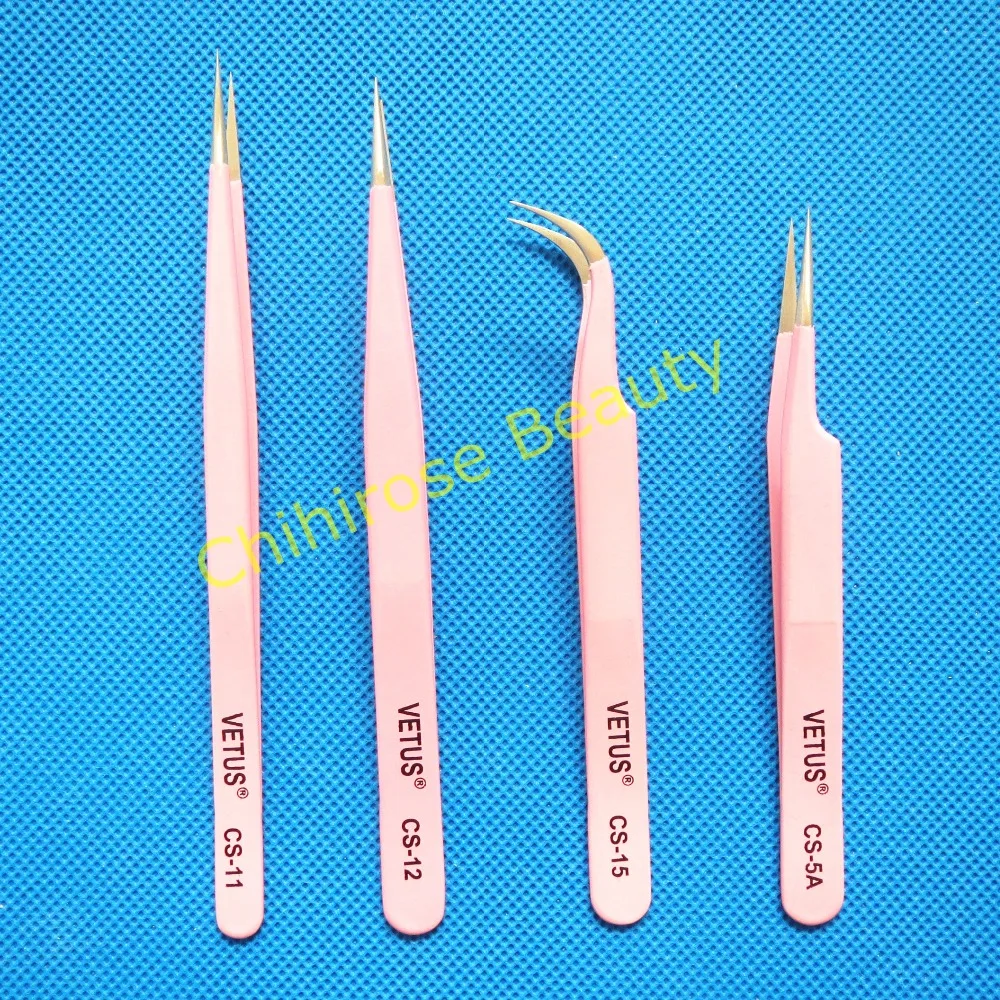 

free shipping 5 pcs Vetus Tweezers CS Series for Eyelash Extension Nail Art Nippers Repair Tool Stainless Steel Tweezers