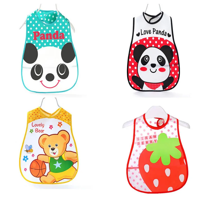 

3pcs Cheap Baby Bibs EVA Plastic Bib for Baby Eating Free shipping Kids Waterproof Baby Eating clothes Cartoon draw best gift