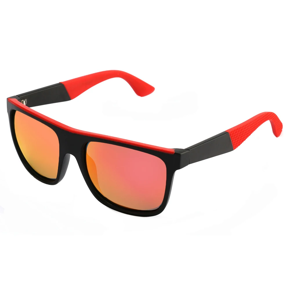 

Men Classic Polarized Sunglasses TR90 Light Frame Male Fishing Driving Eyewear Red Lens Curved Leg
