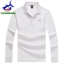 Бренд TACE& SHARK, осень, Модные приталенные топы поло с вышивкой акулы, деловые топы, удобные мужские рубашки с длинным рукавом, рубашки поло