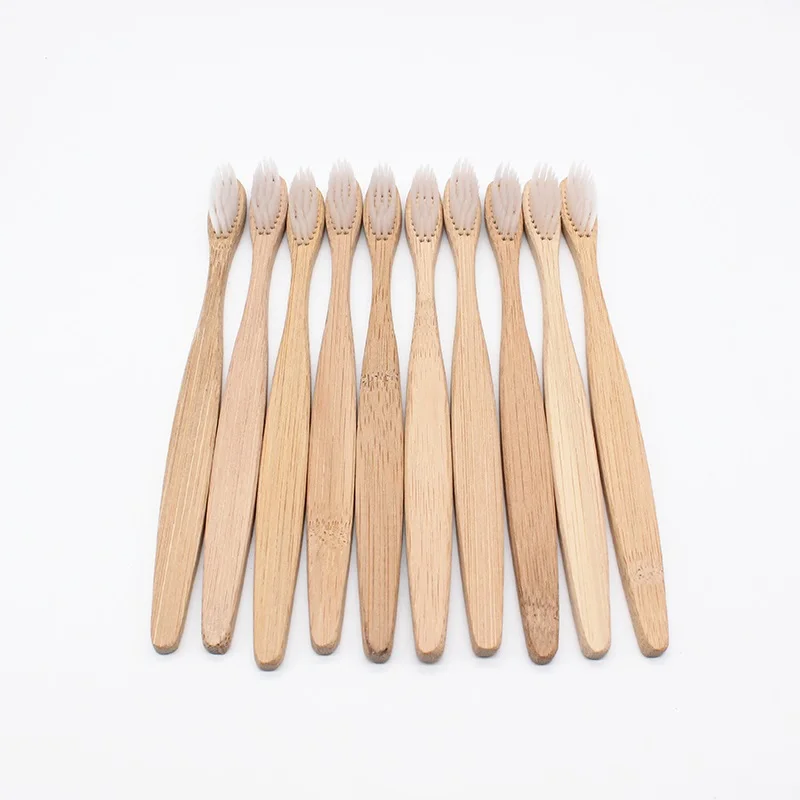Escova de Dentes de Bambu Escovas de Dente de Fibra de Bambu Cerdas de Bambu Alça de Madeira Ecológica com Cabo Atacado com 10 Macio 22 com 10 escovas de dente de fibra