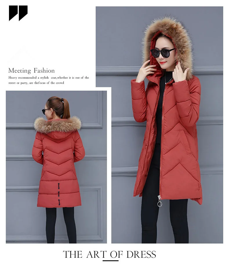 Padded Long Winter Coat Women Plus Size 3XL Ladies Coats With Fur Fake Collar Hooded Jacket Zipper Coat For Female 2018 New CH601 (13)