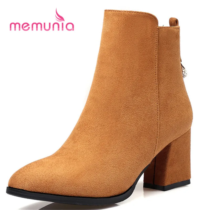 

MEMUNIA 2020 new ankle boots for women elegant string bead fashion boots casual flock winter boots big size 32-43
