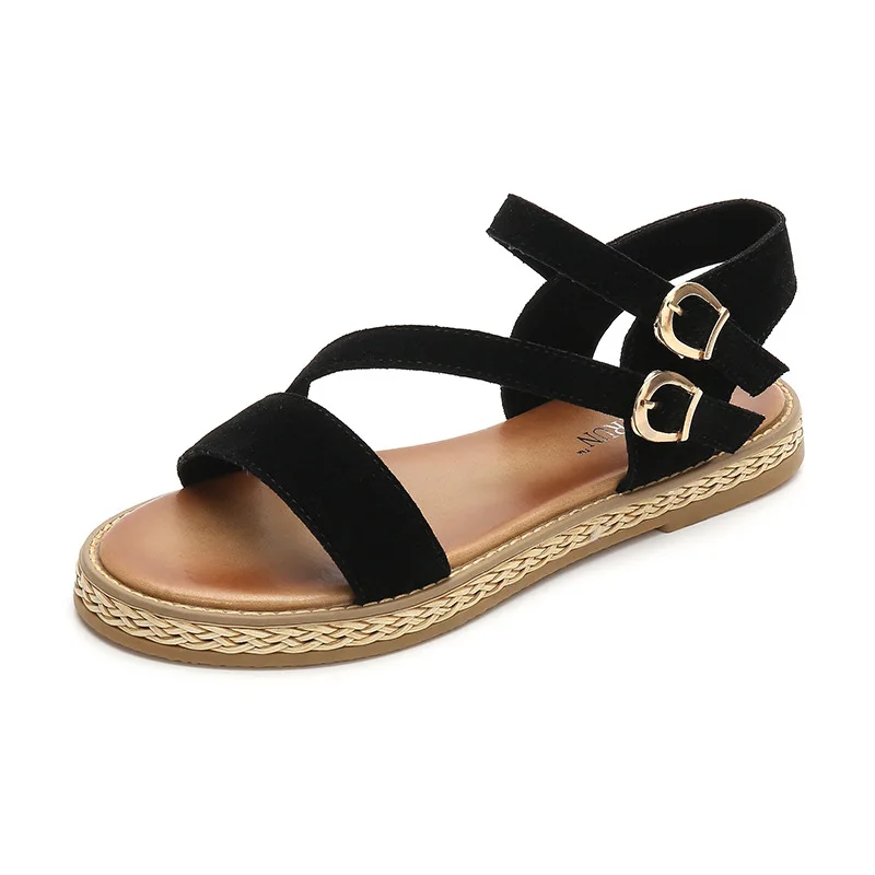 

Outdoor Flat Sandals Women Summer Sandals Casual leather Beach Water Shoes LightWeight Comfortable Women black Summer Shoes