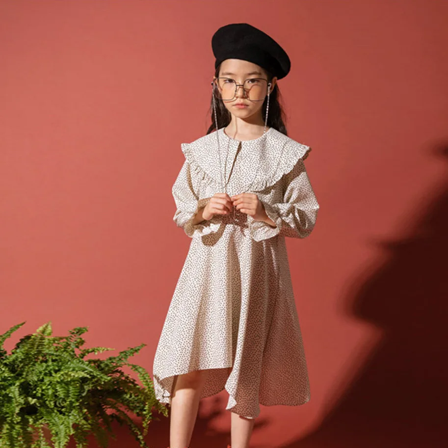 

New 2018 Kids Autumn Dress Children Long Sleeved Dot Shawl Style Girl Dress Baby Princess Dress Mother and Daughter Dress,#3341