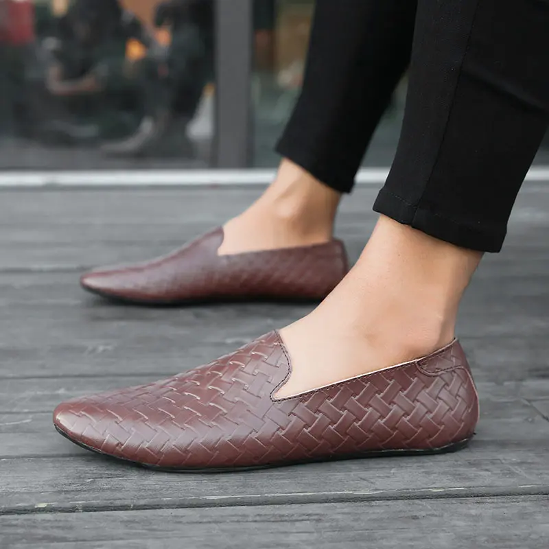 unique designer woven formal leather men shoes luxury brand evening wedding flat male footwear dress brogue oxford shoes for men (40)