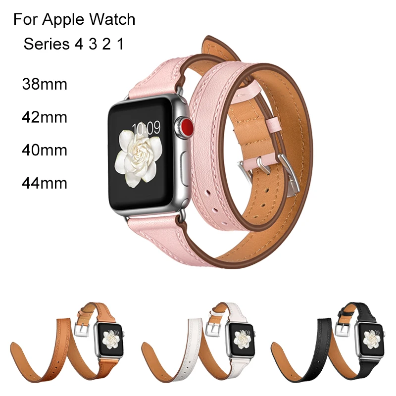 Ремешок из натуральной кожи для apple watch band 38 мм 42 браслет 40 iwatch 4 44 series 3 2 1