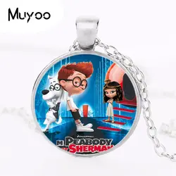 Посеребренные украшения с DreamWorks Mr. Peabody & Sherman стеклянный кабошон аниме чокер длинный кулон ожерелье для женщин дети HZ1