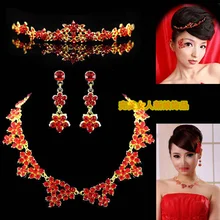 Красивые свадебные украшения невесты ожерелье Корона узел красные аксессуары для волос для свадьбы ювелирные изделия suit шт костюм