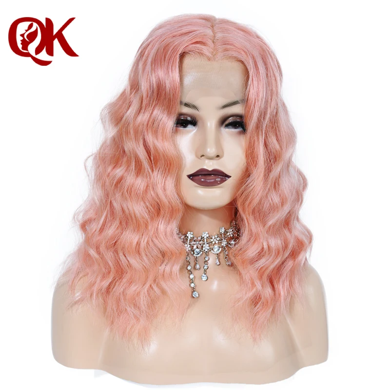 Queenking волос 250% плотность детские розовые короткие натуральные волосы боб Синтетические волосы на кружеве парики с волосами младенца