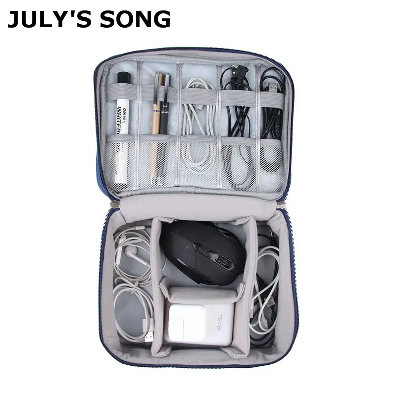 JULY'S SONG Portable Digital Travel Bag Large Capacity Electronic Organizer Travel Accessories Zipper Digital Device Bag