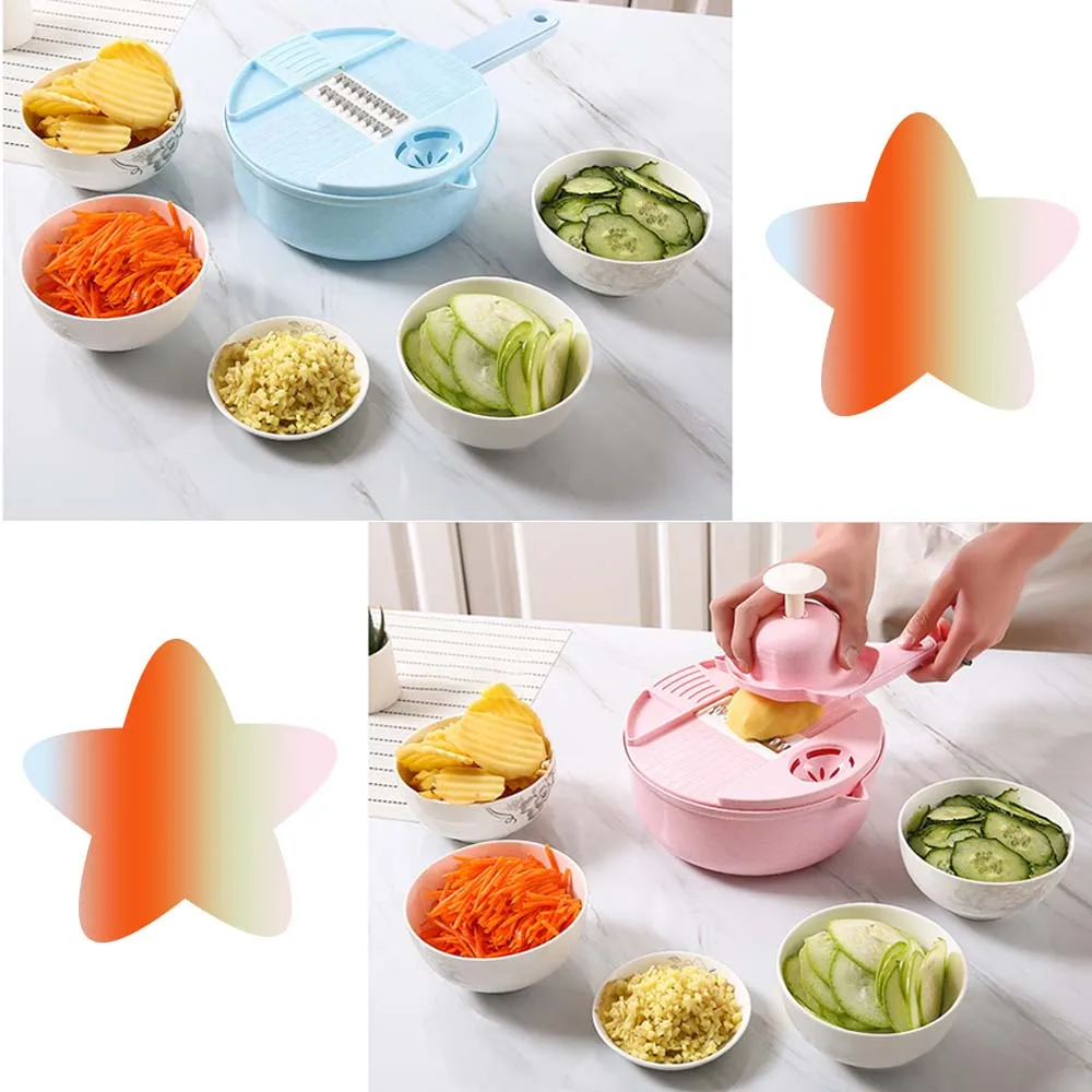 

Kitchen Multi-function Manual Machine Vegetable Tool Ginger Milling Lettuce Cutter Cucumber Chopper Grinder Egg White Separator