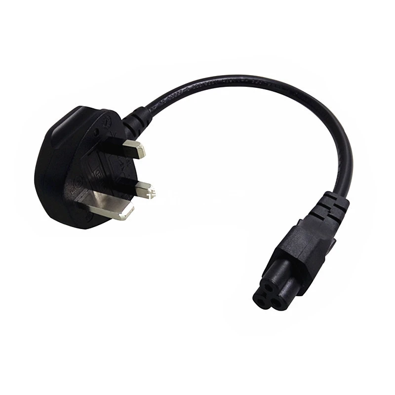 

UK Plug BS1363 13A 3Pin male to IEC 320 C5 IEC320 Micky Cloverleaf short AC Power cable cord 20CM For Laptop AC power Adapter