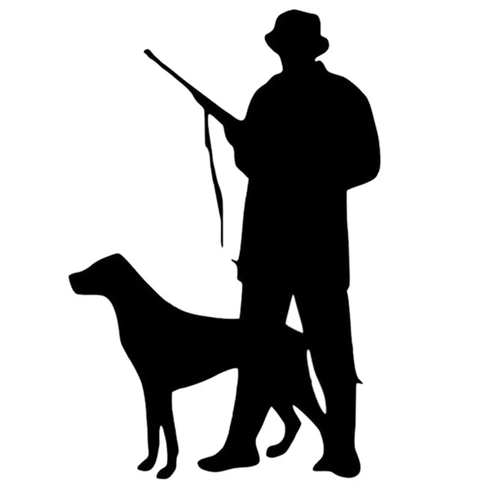 8.512.8CM Hunter Dog Hunting Individual Window Decorative Decals Classic Cartoon Motorcycle Car StickerLaser (2)