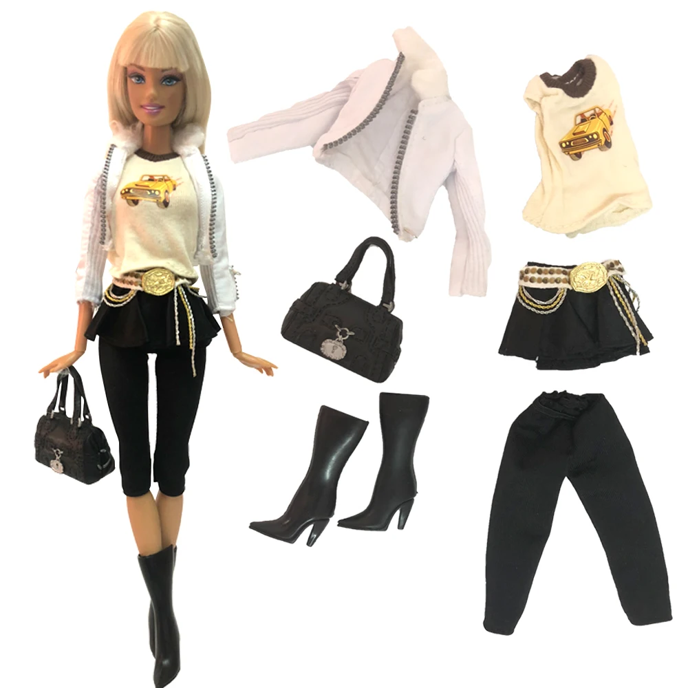 

NK 2019 One Set Doll Dress Fashion Uniforms Cool Clothing Super Model Coat For Barbie Doll Accessories Girl Gift Toys 254A DZ