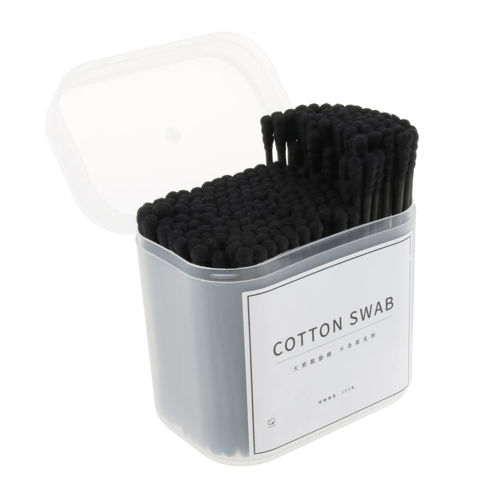 200 Pieces Tight Double Head Buds Makeup Remover Cotton Swab Ear Cleaning Tools Wooden Handle Double cotton heads