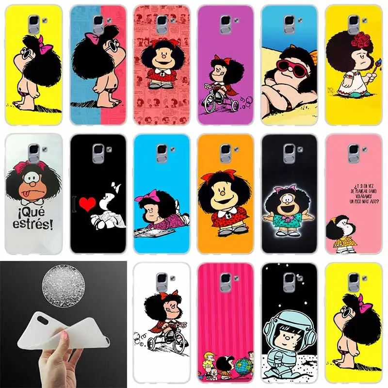 

Soft silicone Phone Cover Lovely Mafalda FOR Samsung Galaxy J6 J4 J8 J7 2018 Plus J3 J5 J7 Prime Pro 2017 2016 case