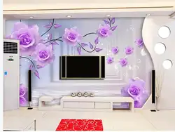 На заказ любой размер Настенные обои фиолетовое розовое изображение 3D ТВ гостиная обои 3D живопись