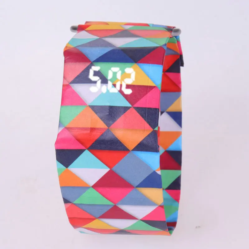 

Newspaper White LED Digital Watch Mens Women Waterproof Strap Paper Sport Student Digital Watch