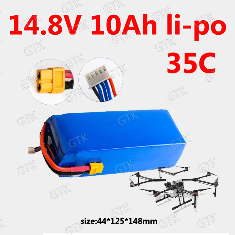 

4S 14.8V 10ah 10000mah 35C Li polymer battery high rate 35C lipo for Multi axis vehicle Model aircraft plant protection machine