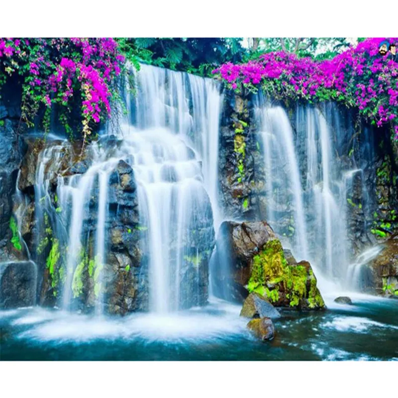 5d Diamond embroidery Waterfall forest needlework cross stitch sets full square diamond diy painting natural scenery | Дом и сад