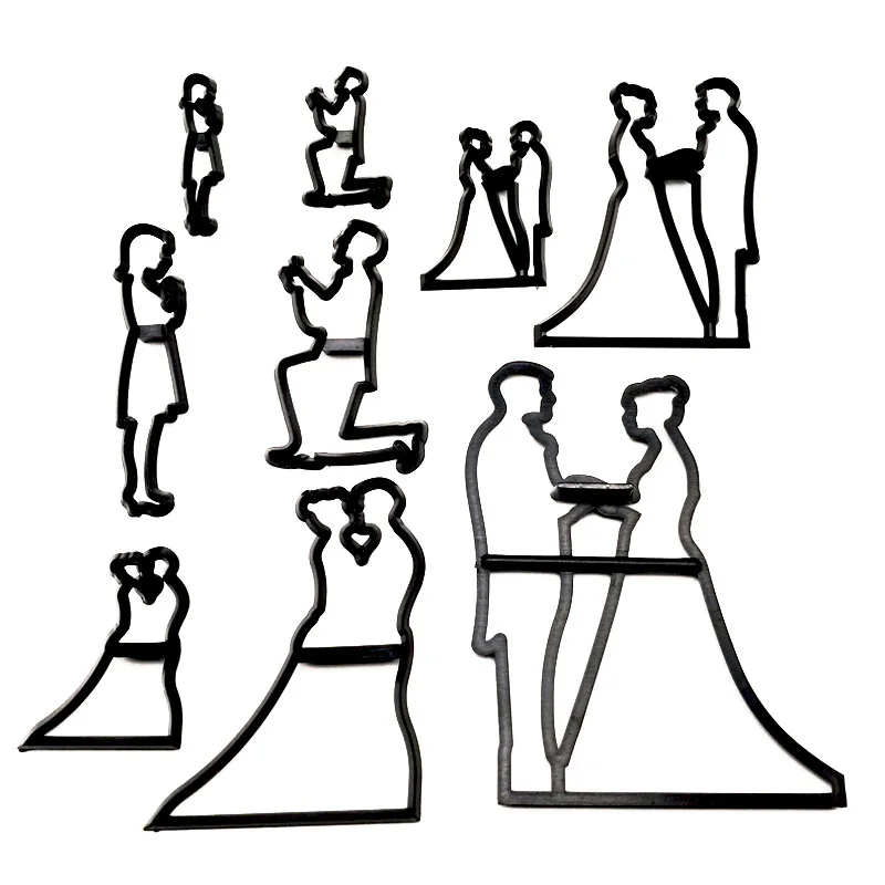 

9 pcs Wedding Bride and groom fondant cookie cuttter cake mold fondant mold fondant cake decorating tools Baking