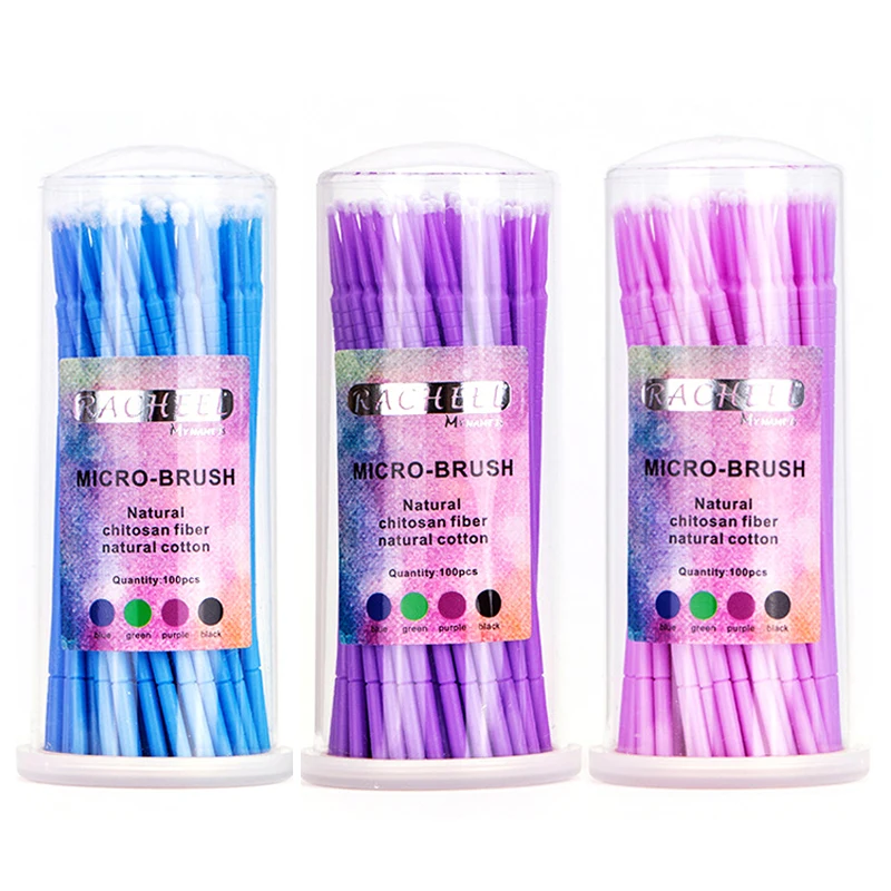 

100 Pcs/Pack Micro Brush Disposable Microbrush Applicators Eyelash Extensions Remove False Eyelashes Cotton Swab