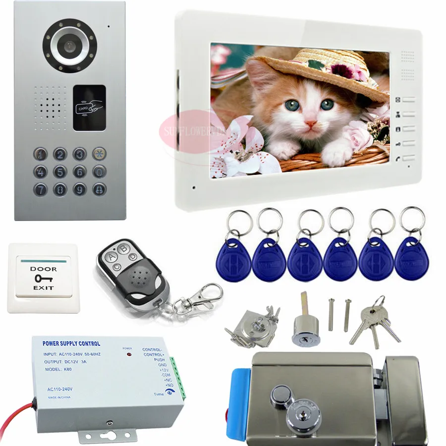 

Intercom rfid door video camera remote control video doorbell electric door lock video intercom home video phone monitor kit